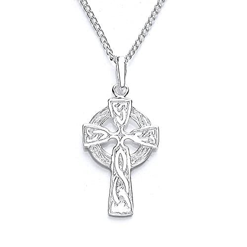 MiChic Silver Medium Celtic Cross Pendant with 46 cm Chain