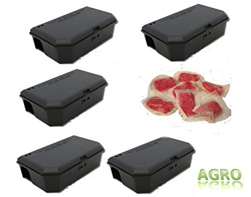 5 X Plastic Bait Boxes &amp; 20 paste sachets For Mice / Mouse Control