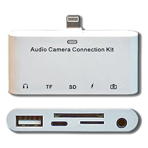5-in-1 Camera Connection Kit (No need APP) USB Stick, SD, Mini SD SDHC Card Reader 3.5mm audio adapter, charging, USB 2.0 port, Sync &amp; Charge Ports For iphone X /7S/6S/5 iPad,