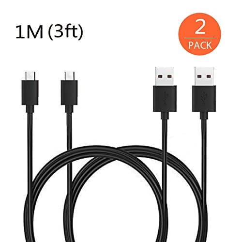 2Pack Type C Cable, Ruosha USB A to USB C Cable, 2x 1M/3.3ft Black