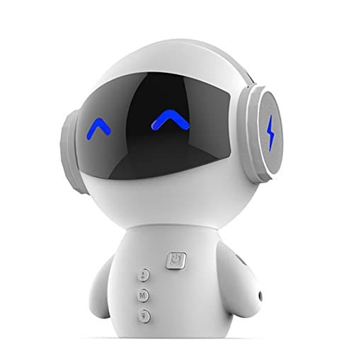 Wireless Bluetooth Stereo Mini Robot Speaker, Smart Bluetooth Speaker with Power Bank - Supports TF & MP3 AUX, Built-in Speaker Phone Microphone (white)