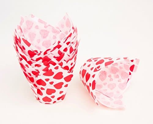 Red Heart Cupcake Tulips 24