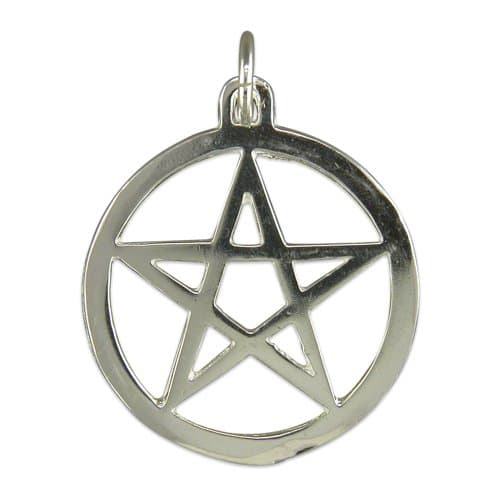 Sterling Silver Pendant Plain pentacle in circle