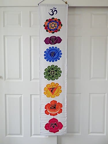 Chakra Wall Hanging Scroll Flag Hand Made Banner White Large Size.....