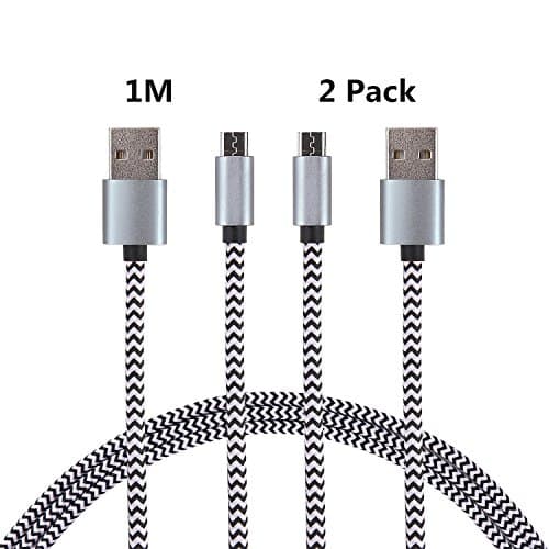 Micro USB Cable [3.3ft/2pack] 2.4A Fast Charging Cable Nylon Braided Android Charger Cables for Android Devices,Smartphones, Samsung Galaxy, Kindle, Nexus, HUAWEI, LG, Sony, Nokia, HTC, Motorola Microsoft and More