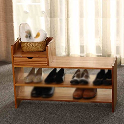 GRJH® Solid Bamboo Wood Change Shoe Stool Shoebox Multifunction Creative With Drawer Storage Wearing A Shoe Stool Thicker Waterproof and durable