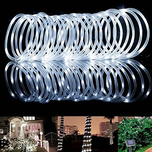 12M/39ft 100 Led Solar Powered String Lights with Flexible Pipe Waterproof Decoration Rope light for Christmas Tree Outdoor Garden Party Decorative Fairy Light by Dream's Story(White)