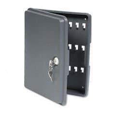 Locking 24 Key Plastic Wall Cabinet, 24 Rings/Tags, 8 3/4wx2dx10 3/4h, Dark Gray (GEN33013)