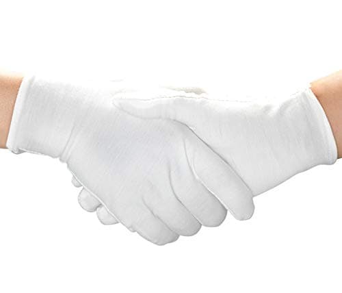 White Soft 100% Cotton Gloves 8.6" Medium Size for Work/Lining (12 pairs)