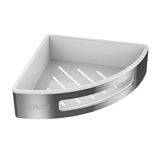 Inmount Shower Caddy Bathroon Corner Shelf Wall Mount Storage Rack Stainless Steel Rustproof Basket Holder Bath Organizer (White)