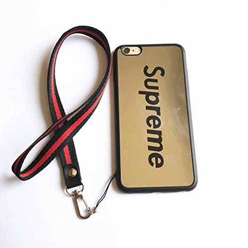 iPhone 6 Plus and 6S Plus Supreme Case,Wellfun Reflective Mirror Case Jumpman Cover with Soft Neck Lanyard.Shockproof Resistant Case for iPhone 6 Plus and 6S Plus Case 5.5 Inch. (Black)