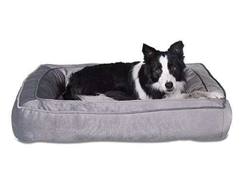 Sleepi Deluxe Rectangular Bolster Cuddler Pet Bed, 26" x 36" x 8", Sharkskin
