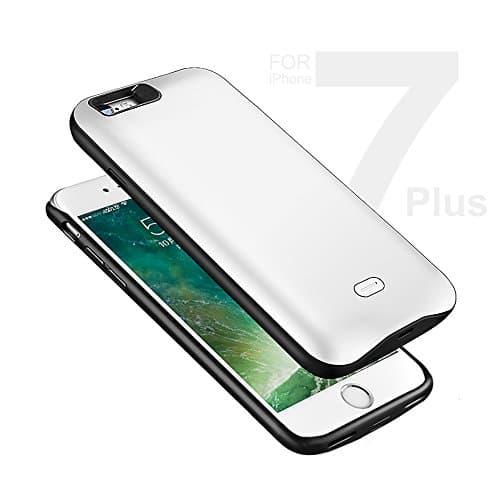 iPhone 7 plus Battery Case, Car Mount Holder included, High Capacity【7500mAh】Charger case, Extended Power Bank Cases, External Backup Juice Bank Case for iPhone 7 plus (White 5.5'')