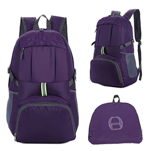 Foldable Backpack, Jayboson Lightweight Rucksack Foldable Backpack Large Capacity Anti Water Drops Nylon Packable Carry on Trekking Rucksack Backpacking Bags for Camping Outdoor Travelling Shopping 34L