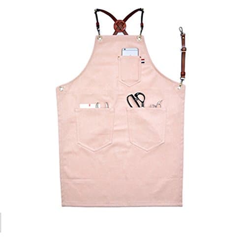 Cotton Kitchen Apron VANORIG Adjustable Bib Apron with 3 Pockets for Men and Women (pink)