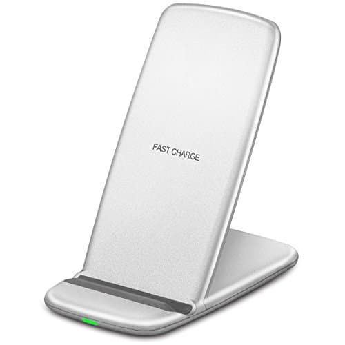 iPhone X Wireless Charger, Fast Wireless Charging Pad for Galaxy Note 8 / 5 S8 S8 Plus S7 / S7 Edge S6 Edge Plus, Standard Charge for iPhone X/ 8/ 8 Plus and All Qi Enable Devices (Silver)