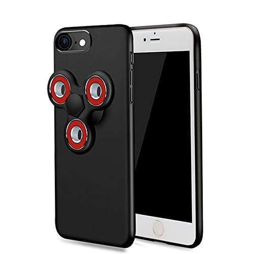 Romiky Hand Spinner PC Case Cover For Apple iPhone 6/6s(4.7") with Removable Fidget Spinner Stress Reducer Toy (Black-Red-iphone 6/6s(4.7"))