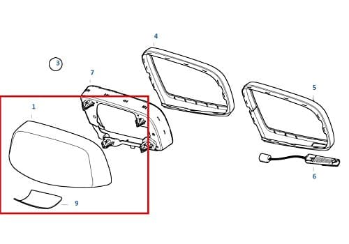 Painted or Primed BMW Right Side Mirror Cover E60 E63 5 & 6 Series 2001 - 2007 (Sparkling Graphite Metallic A2)