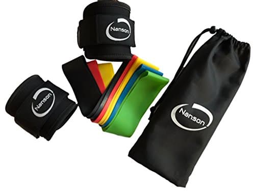 Combo Ankle Strap Pair for Cable Machine - Strong Strap - Steel Rings + 5 Flex Bands - Ultra Strong + Carry Bag Included