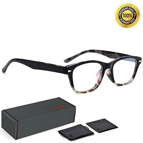 Teddith Blue Light Blocking Glasses Anti Blue Light Computer Reading Glasses Reduce Eye Strain Headache Better Sleep for Men/Women Half Frame Clear Lens (C06)