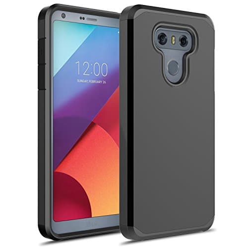 LG G6 Case, Hasting [Drop Protection] Dual Layer Shockproof Hard Hybird Slim Defender Armor Protector Cover for LG G6 (Black)