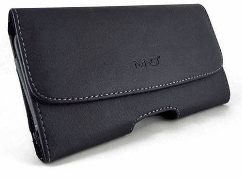 Sharp Aquos S2 Case, Premium Leather Pouch Holster Belt Case w/ Clip / Loops for Sharp Aquos S2 (Size for Phone Only, NOT for Phone w/Cover or Skin on It) - Black