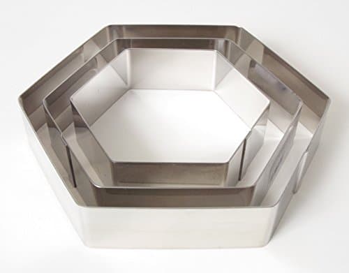 Professional Hexagonal Cake Ring Set & # X2205 12 15.5 x 19 cm, Höhe 4 cm Stainless Steel