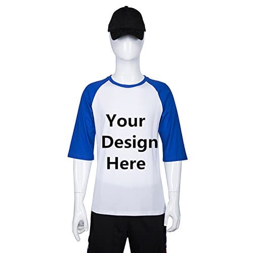 Add Your Own Custom Text Name Personalized Message or Image 3/4 Sleeve Jersey Shirt Baseball Tee Raglan Men's T-Shirts