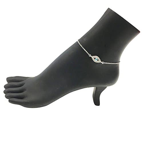 Evil eye charm gold plated anklet (SILVER)