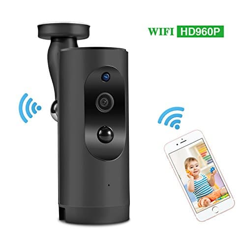 WiFi Security IP Camera Battery-Powered Wireless 960P Home Security Camera with Motion Detection and Two-way Audio &amp; Night Vision (Black)