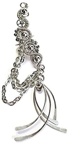 Double-Floral Steampunk Woven-Wire Ear Cuff with Chains (custom metals available)