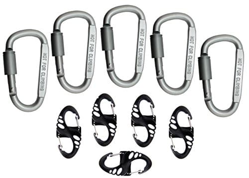 Finware Aluminum D-Ring Locking Carabiner plus Spring Gated S Carabiner