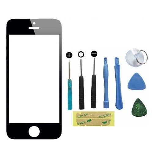 New Horrizon - Black Replacement Front Outer Glass Screen Lens For Apple iPhone 5 5GS 5S - Tools Included