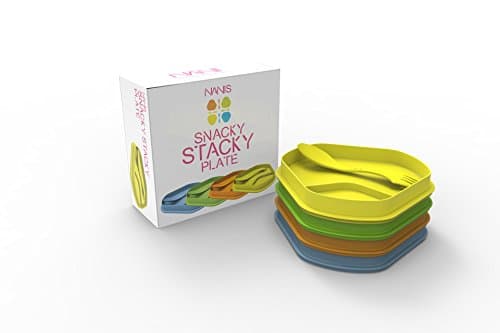 Nani's Snacky Stacky Plates (Pack of 4), Stackable, Picnic Plates, Chip n Dip Plates, Unique Quarter Plates,Innovative Products (Multicolour)