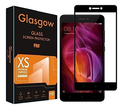 glasgow |for mi redmi note 4 | tempered glass screen protector guard | full glue curved tempered glass | bubble free installation | gorilla (Black) edge to edge full screen coverage