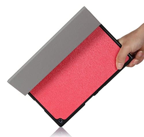 Raydes Silk Pattern Slimline Case for Sony Xperia Z2 10.1 inch Tablet - Folio Slim Hard Shell Stand Case Cover - Red