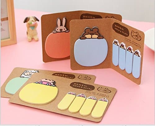 Lingdun Super Sticky Pad Sticky Note Self-stick Note Post-it Note,Cute Cartoon Animals Sticky Notes With Pen Gift for Students Children (Pack of 4)