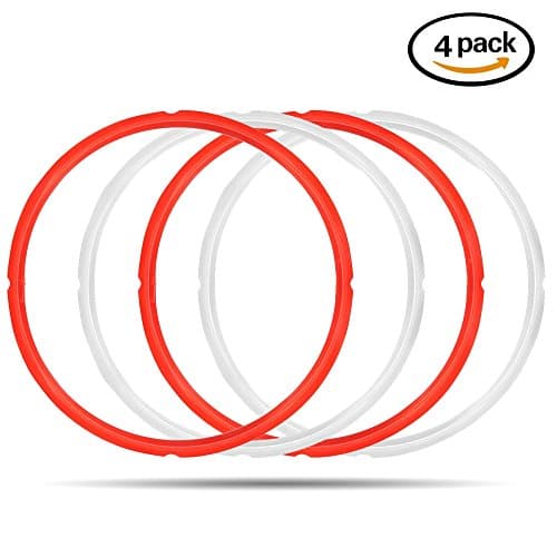 Instant Pot Silicone Sealing Ring for 7 or 8 Quart Models,Sweet and Savory Edition,BPA Free,Food Safe Silicone (4 Pack, White&amp;Red)