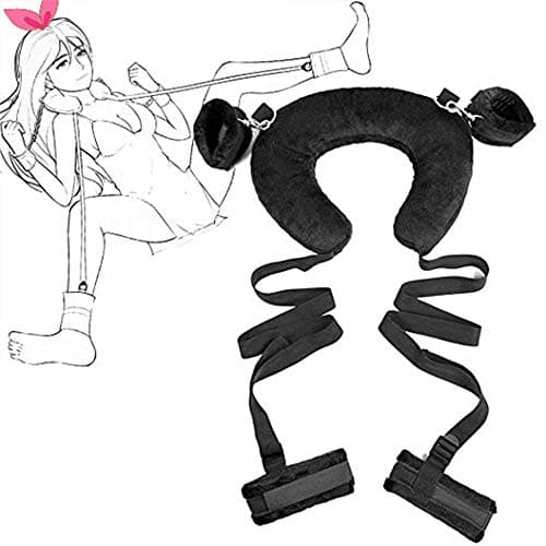 Adjustable Soft Cuff Bracelet Handcuff Tether Pillow for Couple,Black