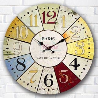 Buggy Round Decorative Wall Clock-Shabby Chic Floral Patchwork Clock - Vintage Wall Clocks for Living Room, Bedroom and Kitchen - Multi-Coloured Cute Retro Style Clock Wall ,20inches 50CM