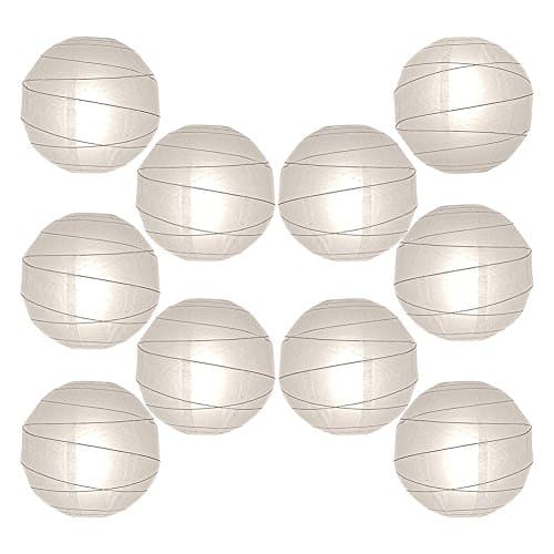 12” Paper Lanterns Decor Value Pack, 10 Round White Hanging Orbs for Decorating Weddings, Parties & Special Event Venues