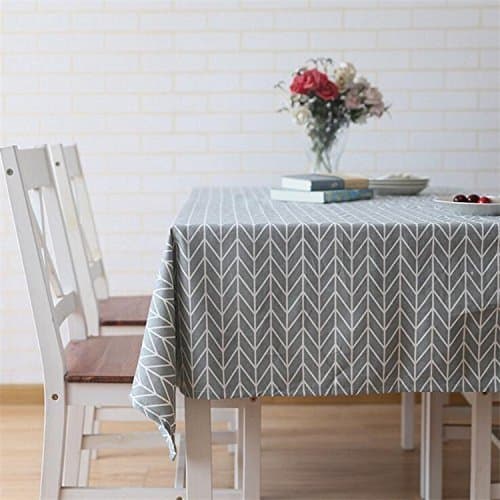 meioroTable Cloth, Rectangular Tablecloth, Cotton Linen Table Cover, Simple Twill Tablecloths, Tablemat Suitable for Home Kitchen Decoration, Various Sizes(Grey,140×260cm)