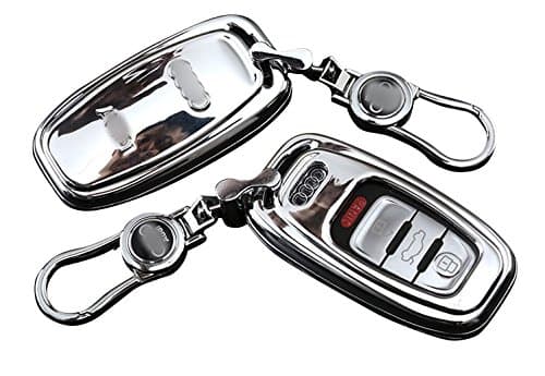 Car Remote Keyless Entry Key Case Cover Fob Shell for Audi A3 A4 A5 A6 A7 A8 Q7 (CHROME SILVER)