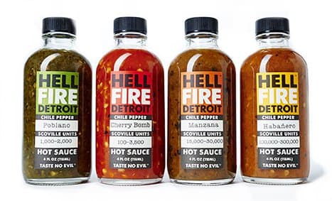 Hell Fire Detroit Chile Pepper Premium Hot Sauce (4 Pack)