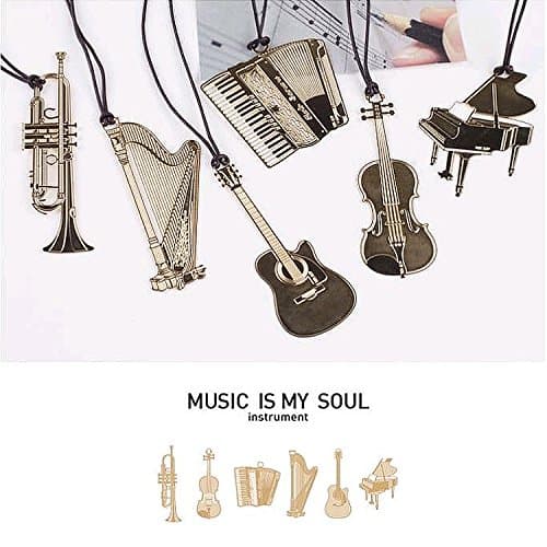 Musical Instruments Bookmark Metal Bookmark 6 Pack/Set