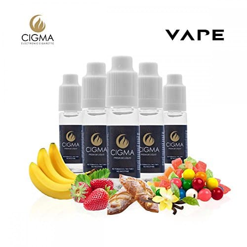CIGMA 5 X 10ml E Liquid Candy Store Mix | Tutti-Frutti | Vanilla | Strawberry Banana | CIN. Danish | Bubble Gum | High Grade Ingredients | Made for Electronic Cigarette and E Shisha