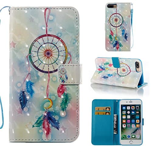 StarOwl Case for iPhone 7 Plus/8 Plus Wallet Case [Card Slots] [Kickstand] [3D Painting] Scratch Resistant Protective Cover for iPhone 7 Plus/8 Plus - Campanula