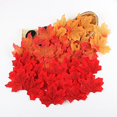 Artificial Maple Leaves, Autumn Fall Leaves Bulk Assorted Multicolor Mixed Garland Decorations for Weddings, Events and Decorating (300pcs)