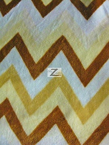 BROWN ZIG ZAG CHEVRON MICROFLEECE FABRIC 60" WIDTH SOLD BY THE YARD (776)