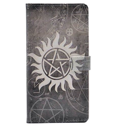 Galaxy J7 V Case,J7 Sky Pro Case,J7 Perx/J7 Prime/J7 Sky Pro/Galaxy Halo Case, Supernatural Pentagram Leather Wallet Folio Flip Protective Shell Cover with Card Slot for Samsung Galaxy J7 2017